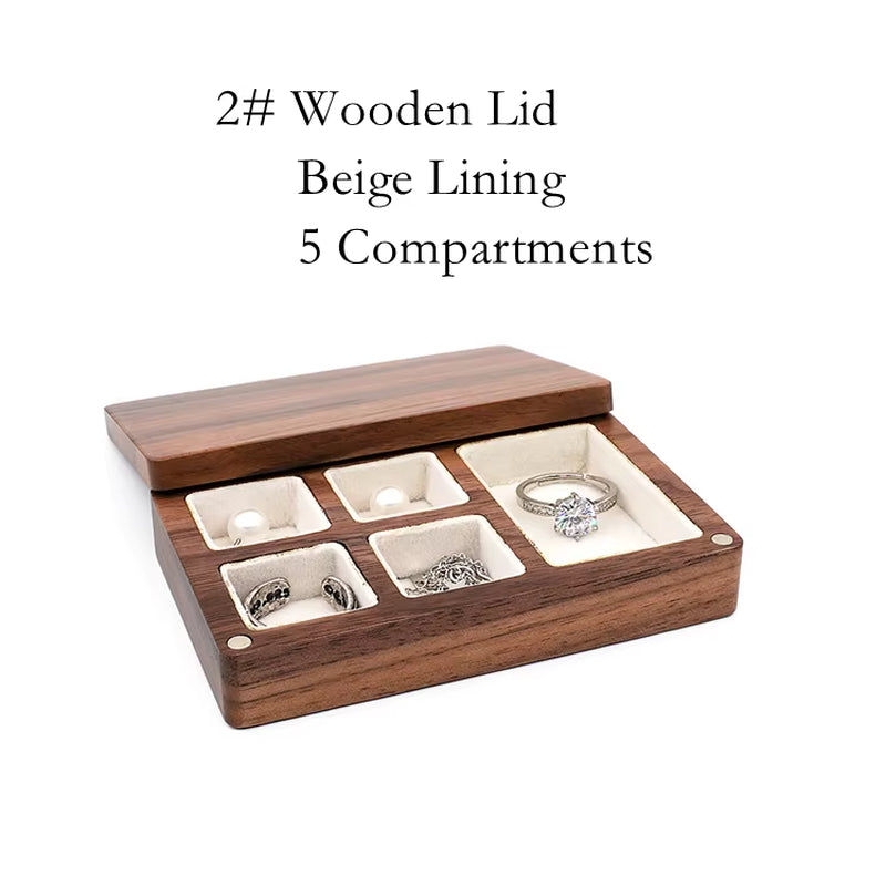 Custom Luxury Walnut Earring Ring Necklace Display Storage Wooden Jewelry Box Organizer