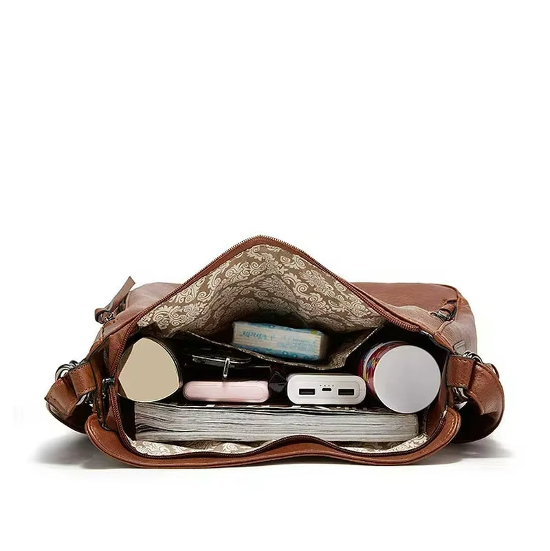 Hot Sale Large Capacity 3 Pieces Set PU Leather Tote Bag Ladies Purse Shoulder Messenger Cosmetic Bag Handbags Travel Backpack