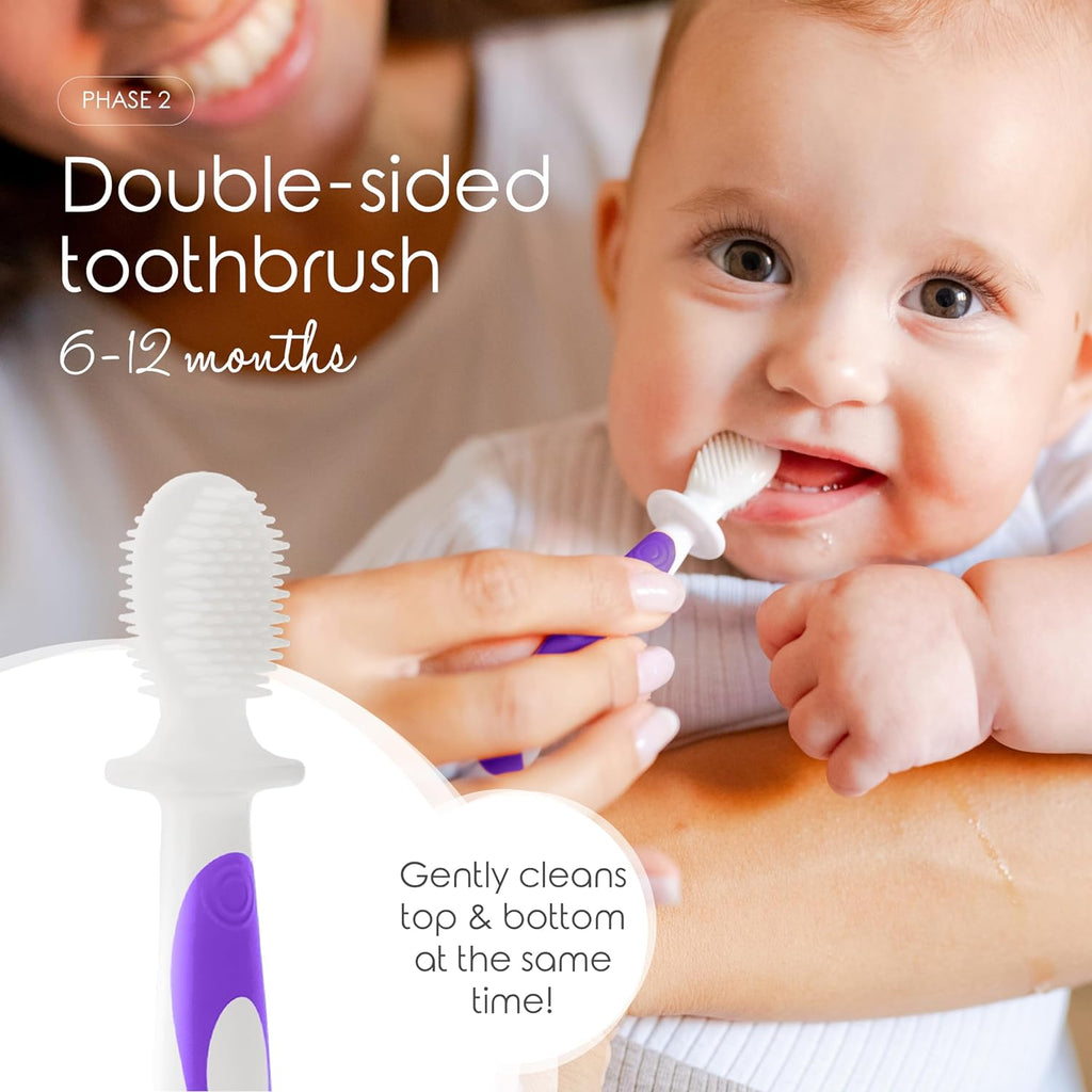 Baby Toothbrush & Toddler Toothbrush Set (0-2 Years) - Bpa-Free & Safety-Tested, 2023 Award Winner, Food-Grade Silicone (Purple)