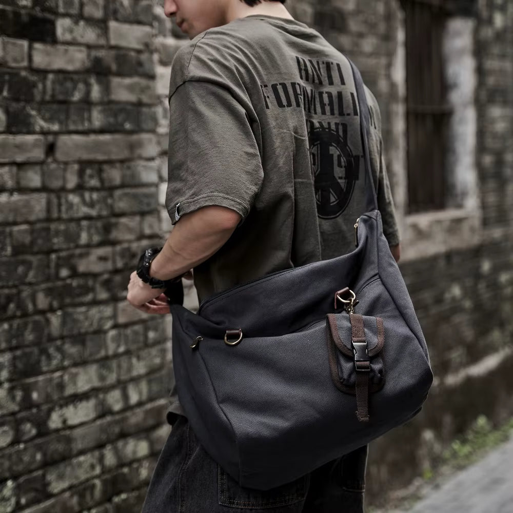 Eco-Friendly Canvas Crossbody Bags for Men Work Casual Messenger Bags
