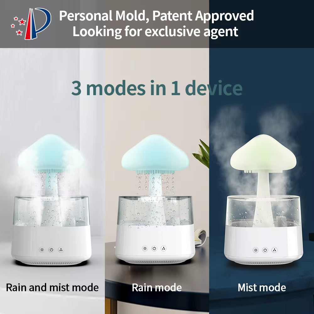 Drop Shipping 7 Color Atmosphere Lamp Essential Oil Humidifier Mushroom Rain Humidifier Mushroom Rain Humidifier