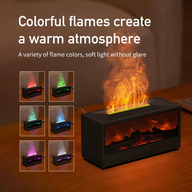 Simulated Bonfire Flame Diffuser Colorful Night Light Essential Oil Fireplace Diffuser with Timer Remote for Home Creative Gift