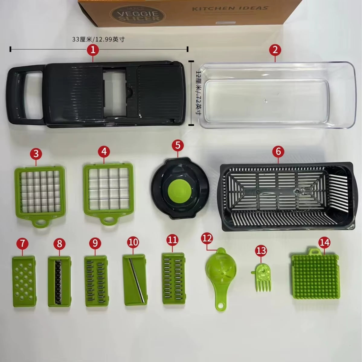 Kitchen Tools Multifunctional Fruits Slicer Chopper Vegetable Cutter Food Grade 6 in 1 Home Kitchen