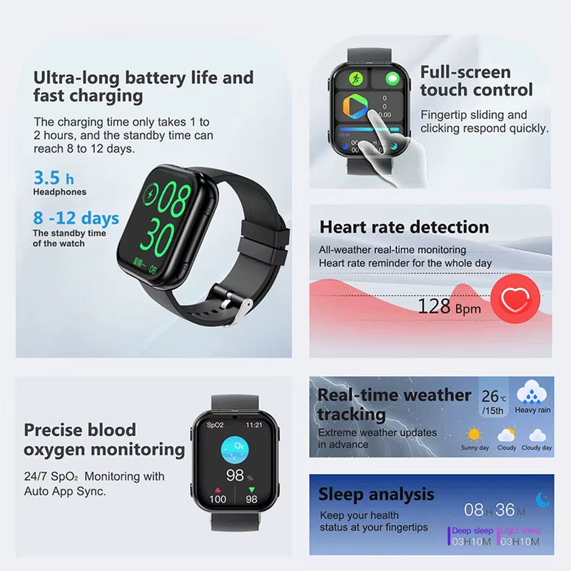 Introducing New T1 Model Two-In-One Wireless Headphones Smart Watch for Bluetooth Calls Fitness Functions Silica Gel Band IP67