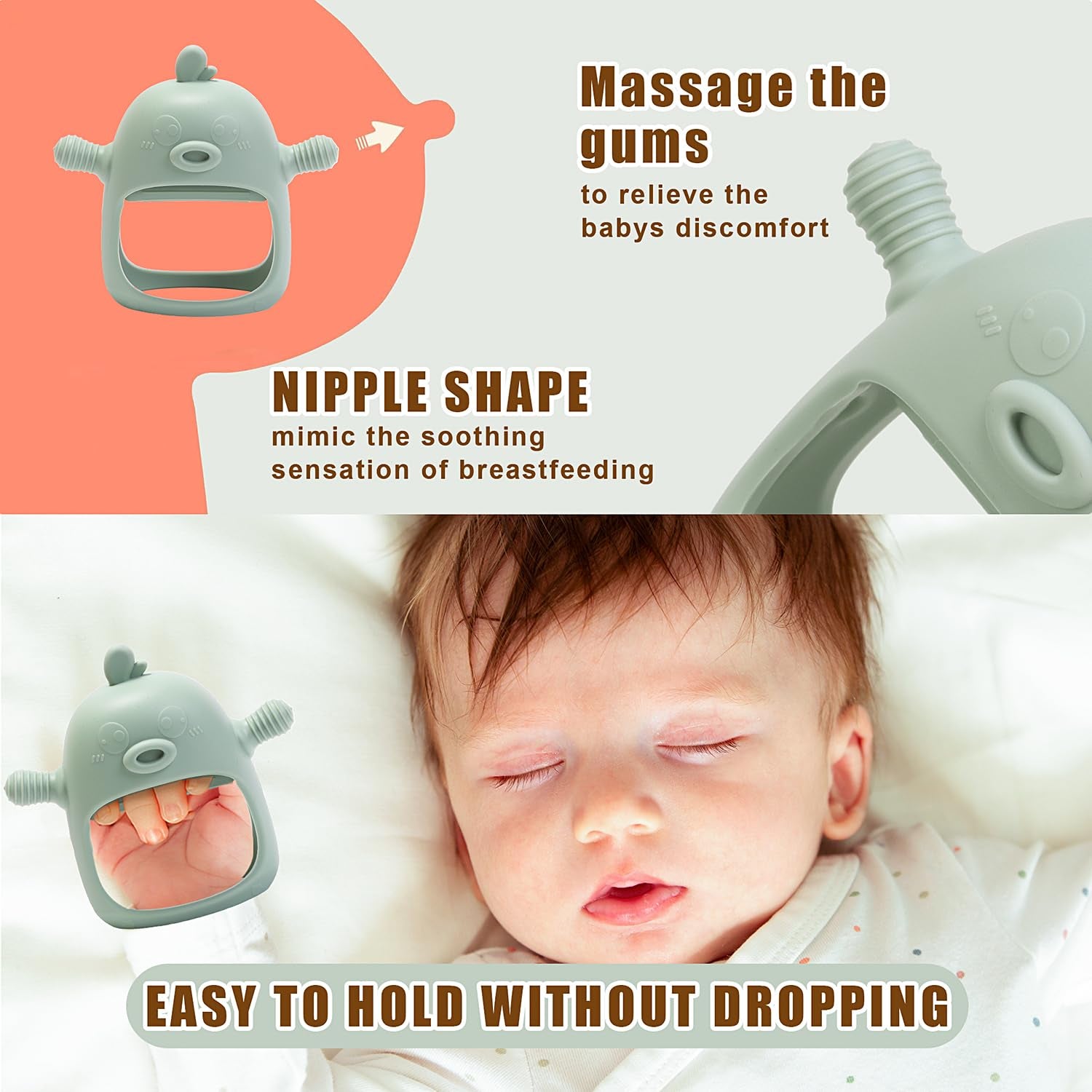 Baby Fruit Feeder & Breastmilk Popsicle Mold Set – 3 Pack Silicone Teething Relief Kit with Food Feeder Pacifier, Freezer Tray with Lid & Baby Teether Toy (Pea Green)