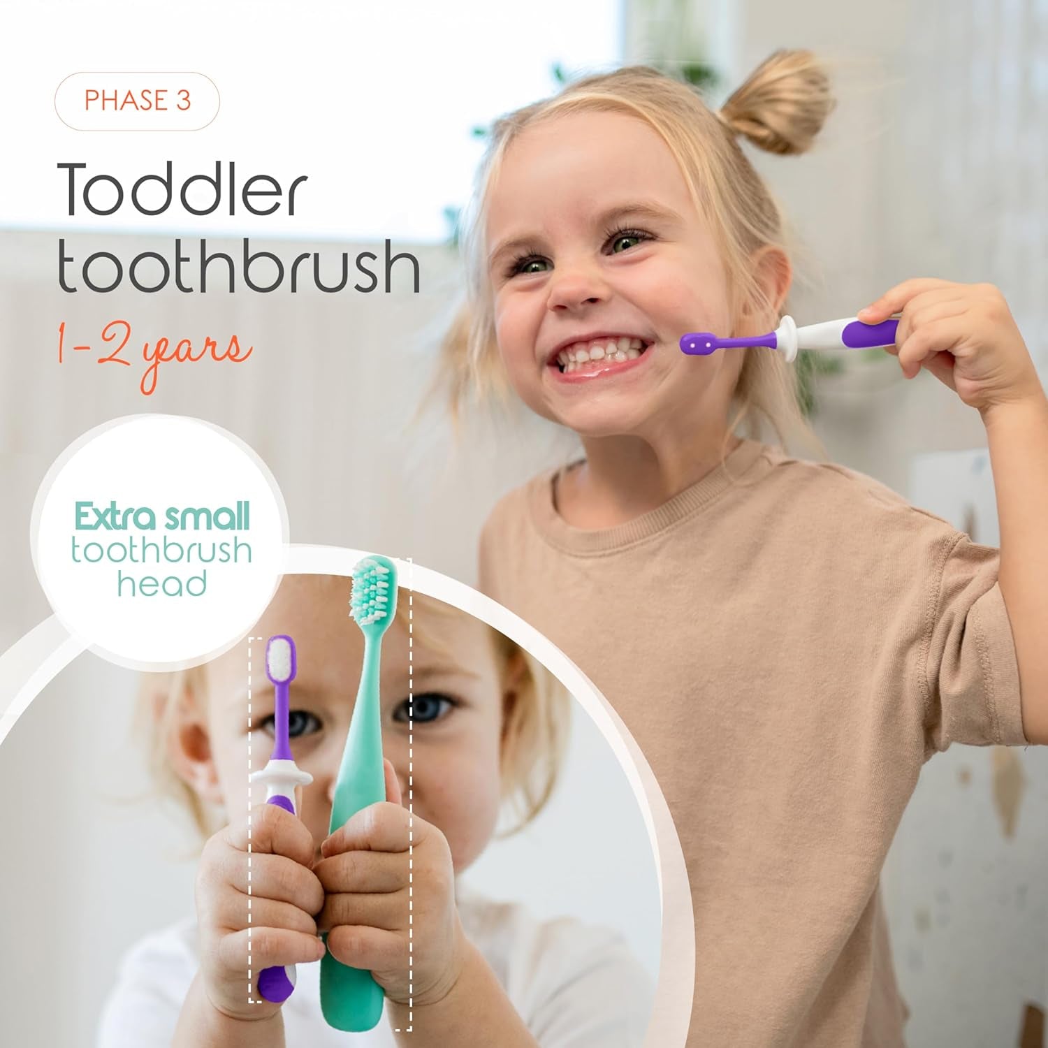 Baby Toothbrush & Toddler Toothbrush Set (0-2 Years) - Bpa-Free & Safety-Tested, 2023 Award Winner, Food-Grade Silicone (Purple)