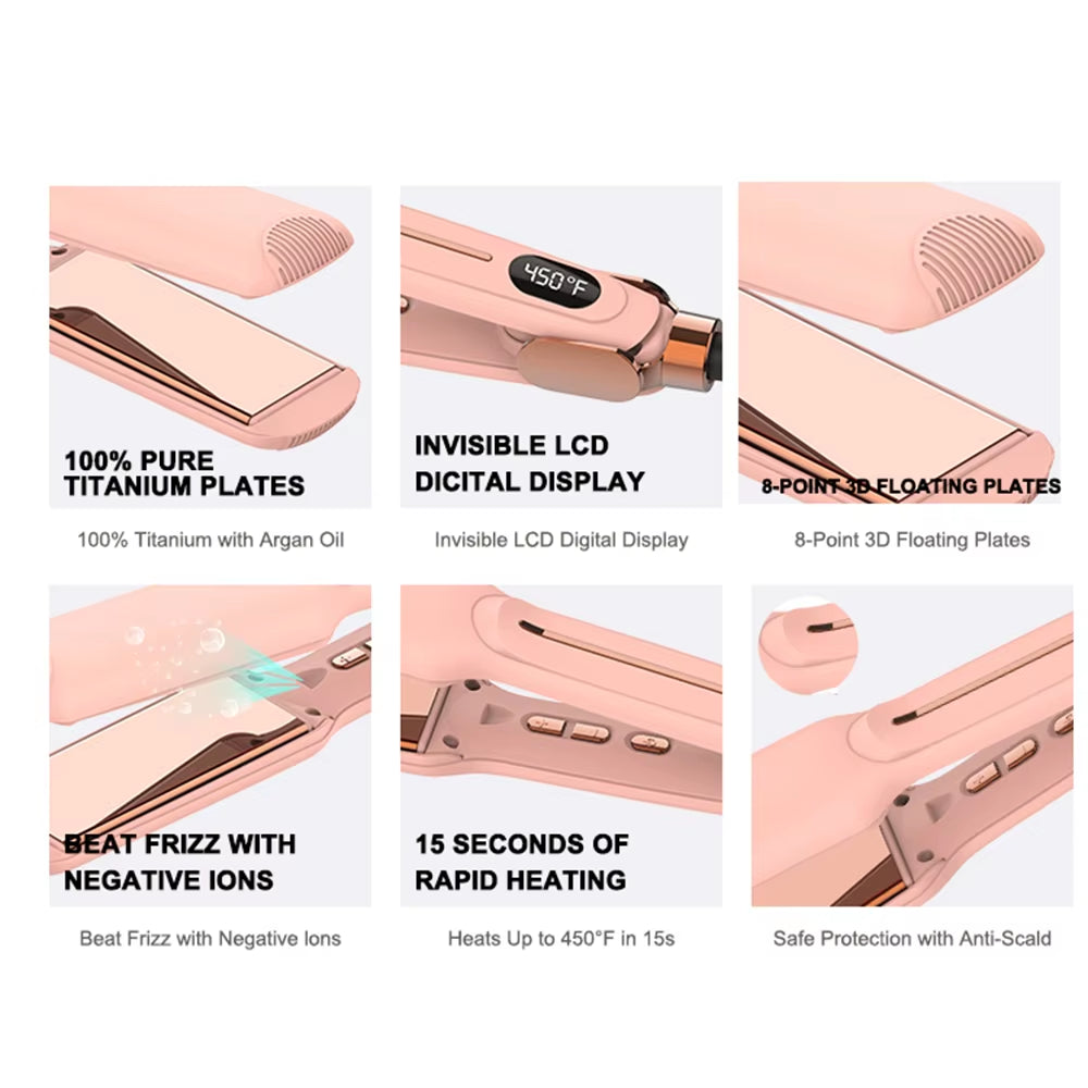 Professional 2 in 1 Infrared Hair Straightener Create Straight and Curled Styles Titanium Plates Ceramic Heater for Fast Heating