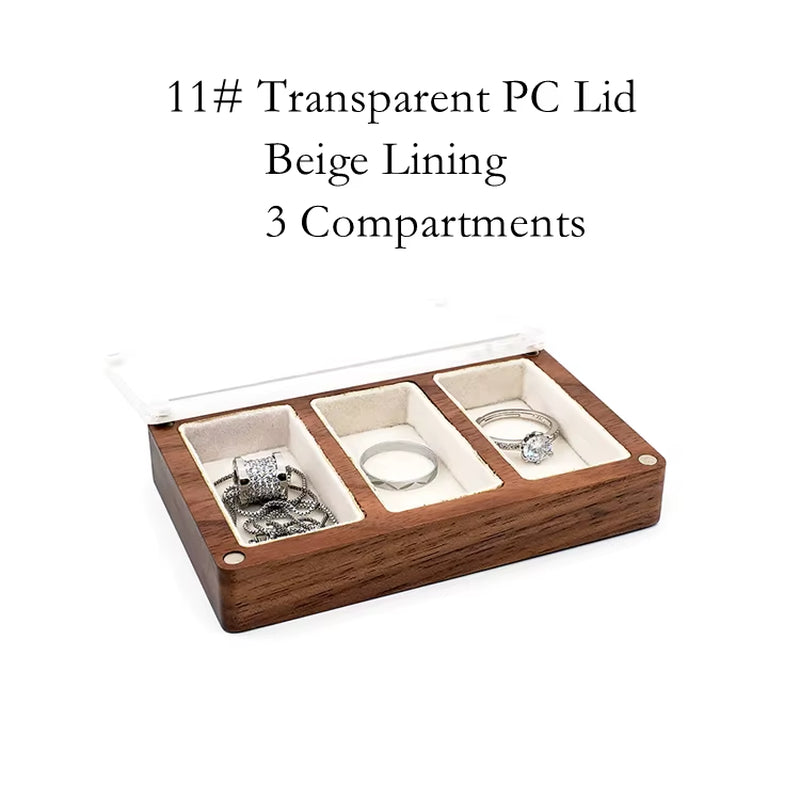 Custom Luxury Walnut Earring Ring Necklace Display Storage Wooden Jewelry Box Organizer