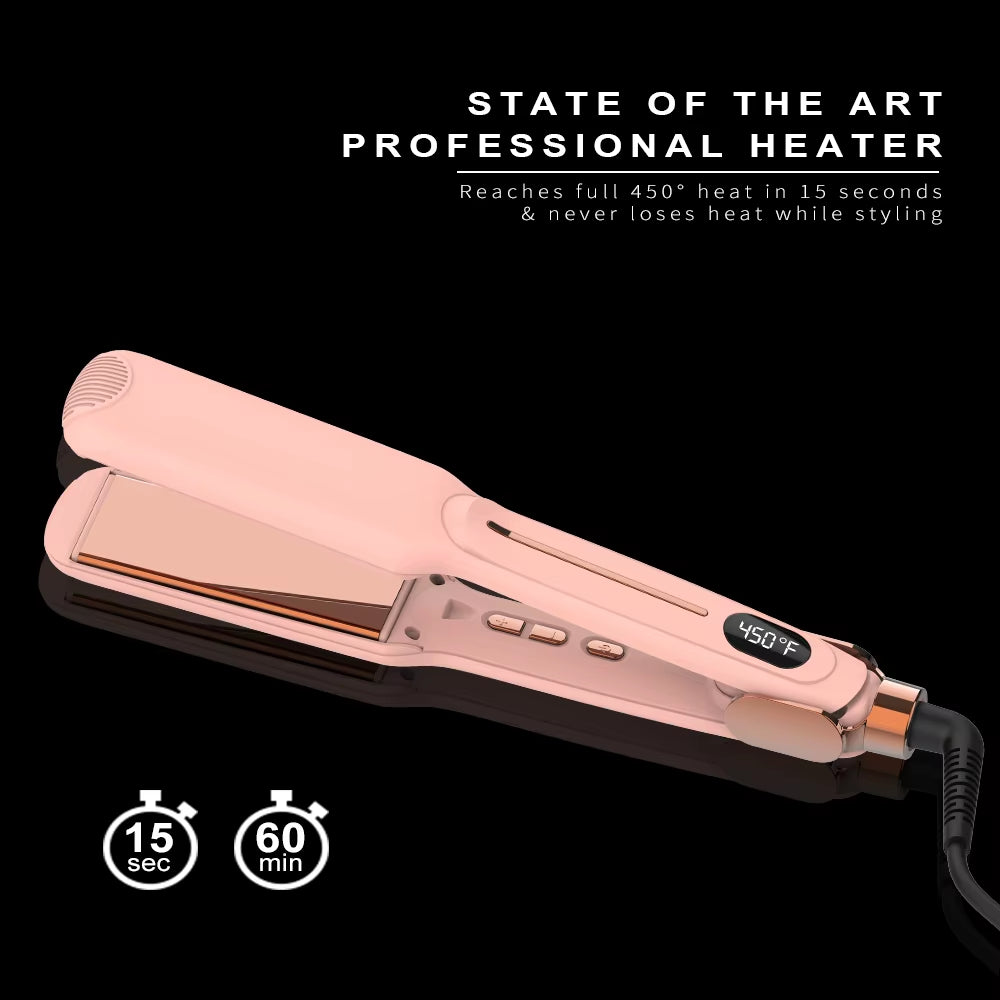 Professional 2 in 1 Infrared Hair Straightener Create Straight and Curled Styles Titanium Plates Ceramic Heater for Fast Heating