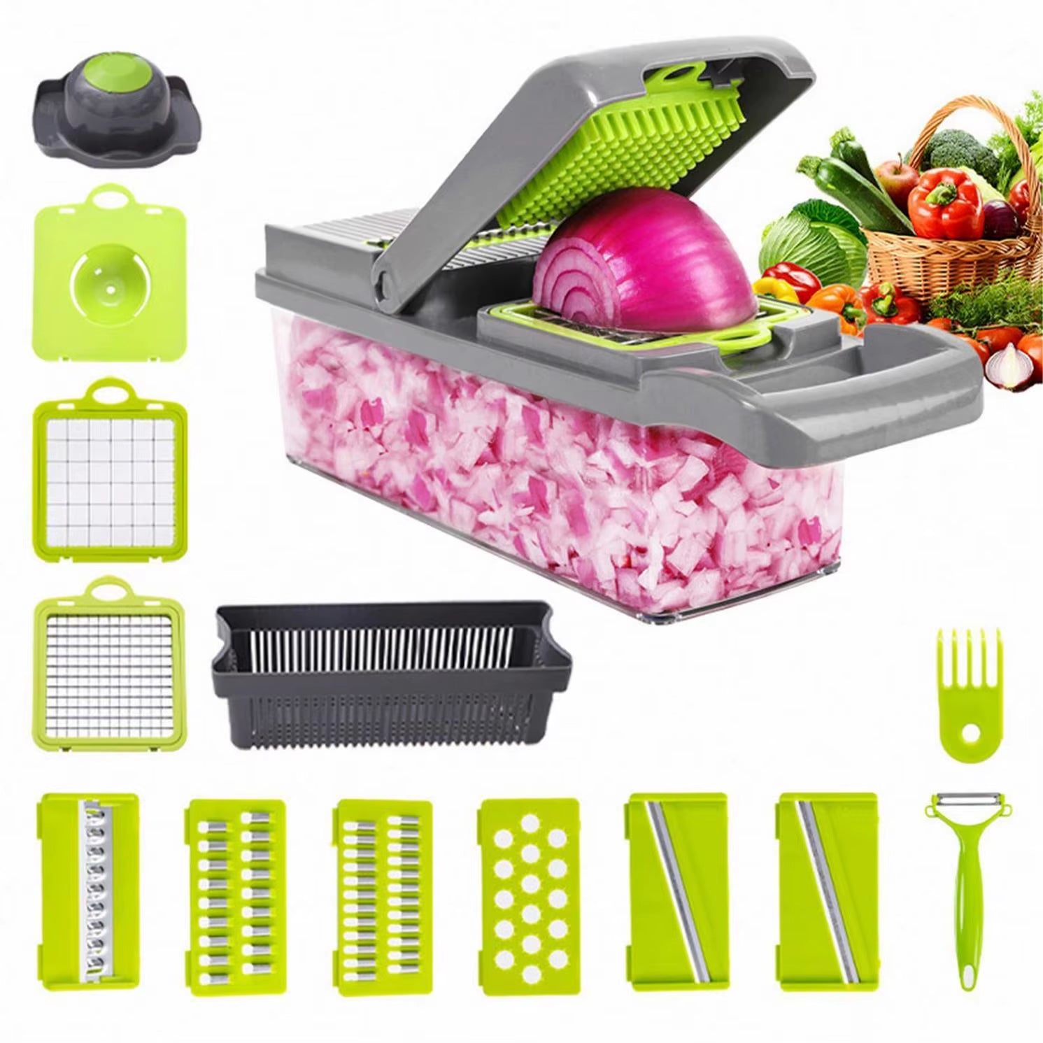 Kitchen Tools Multifunctional Fruits Slicer Chopper Vegetable Cutter Food Grade 6 in 1 Home Kitchen