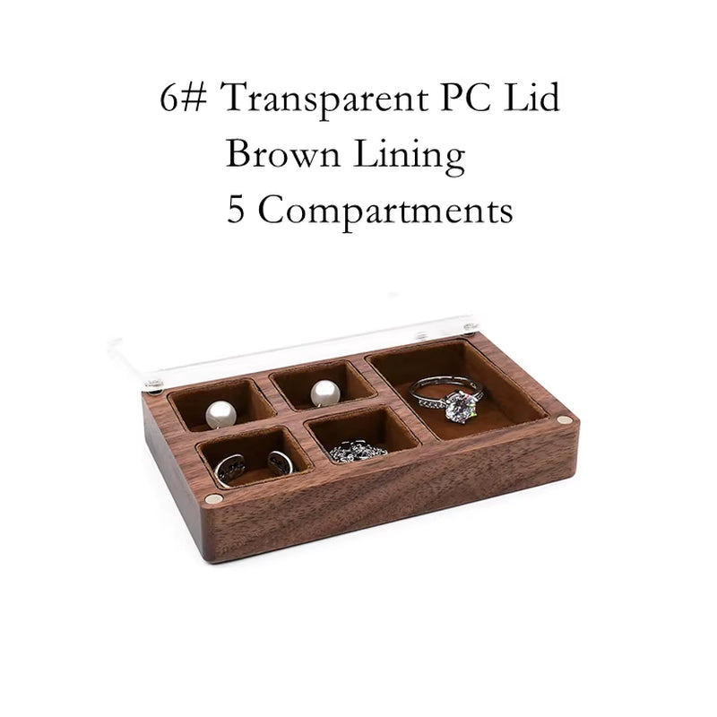 Custom Luxury Walnut Earring Ring Necklace Display Storage Wooden Jewelry Box Organizer