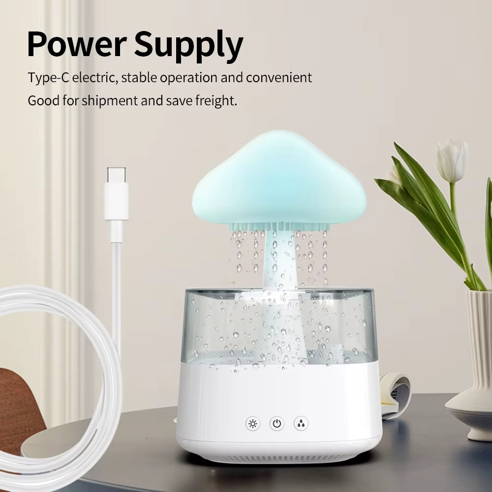 Drop Shipping 7 Color Atmosphere Lamp Essential Oil Humidifier Mushroom Rain Humidifier Mushroom Rain Humidifier