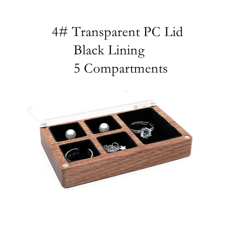 Custom Luxury Walnut Earring Ring Necklace Display Storage Wooden Jewelry Box Organizer