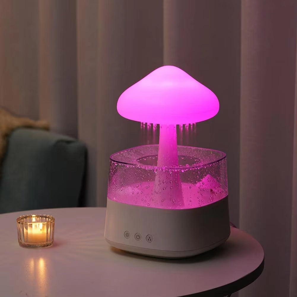 Drop Shipping 7 Color Atmosphere Lamp Essential Oil Humidifier Mushroom Rain Humidifier Mushroom Rain Humidifier