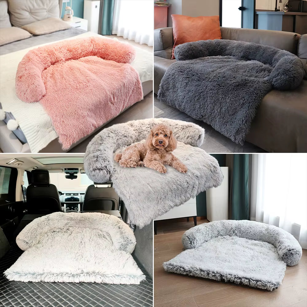 2025 Faux Fur Pet Blanket Multifunctional Sofa Cushion Mat Calming Furniture Protector Dog Bed