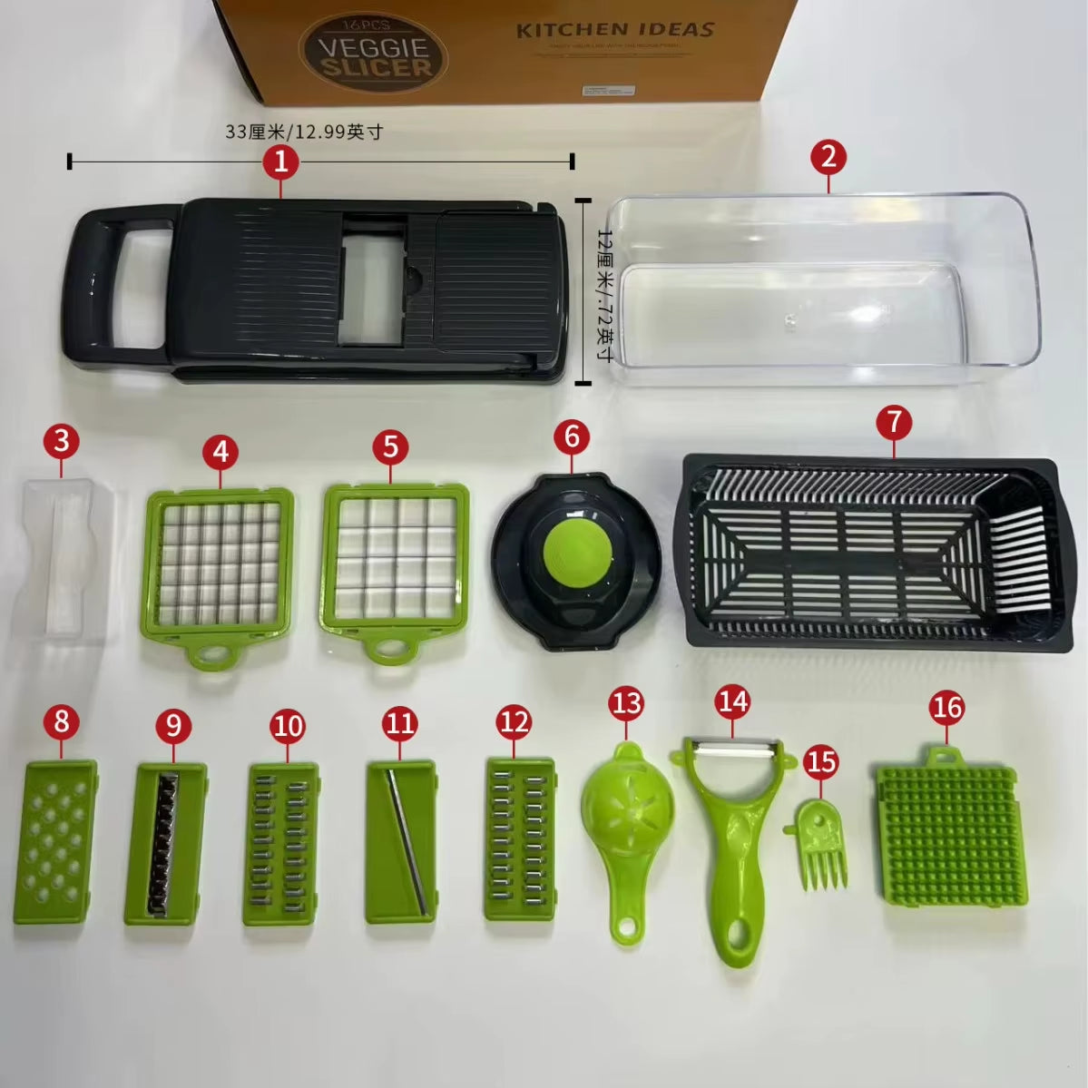 Kitchen Tools Multifunctional Fruits Slicer Chopper Vegetable Cutter Food Grade 6 in 1 Home Kitchen