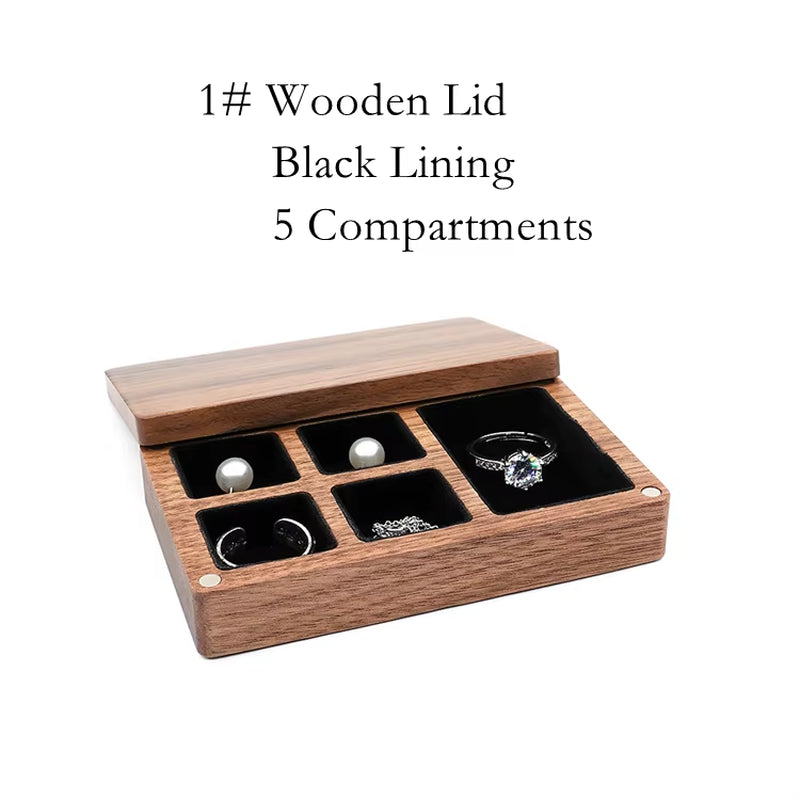 Custom Luxury Walnut Earring Ring Necklace Display Storage Wooden Jewelry Box Organizer
