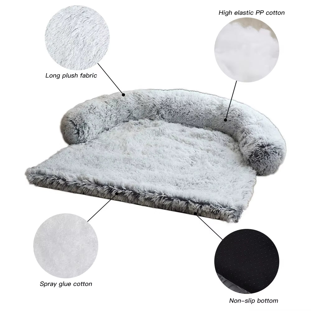 2025 Faux Fur Pet Blanket Multifunctional Sofa Cushion Mat Calming Furniture Protector Dog Bed