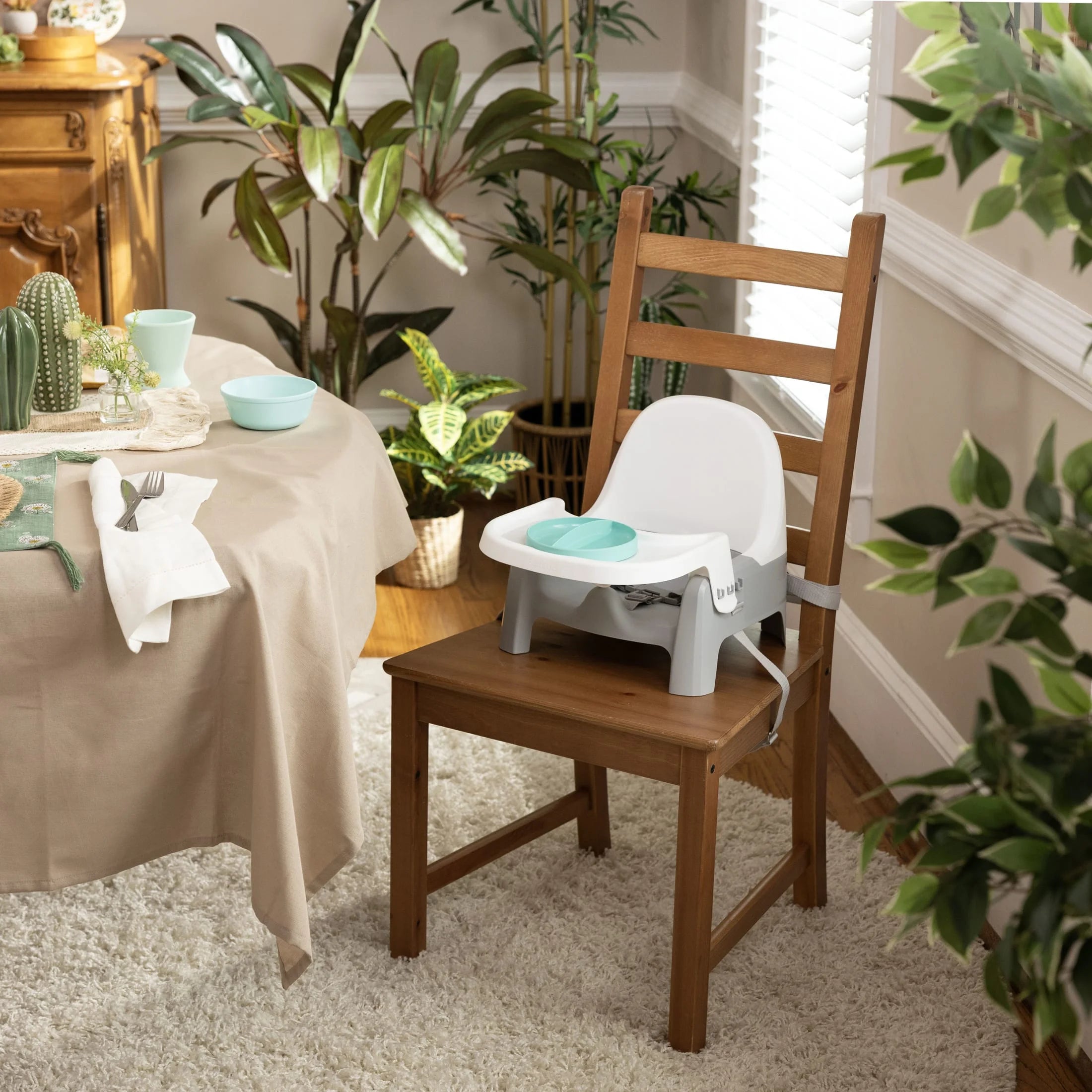 Deluxe Learn-To-Dine Feeding Seat, Ages 6 Months to 3 Years, Orange and Teal