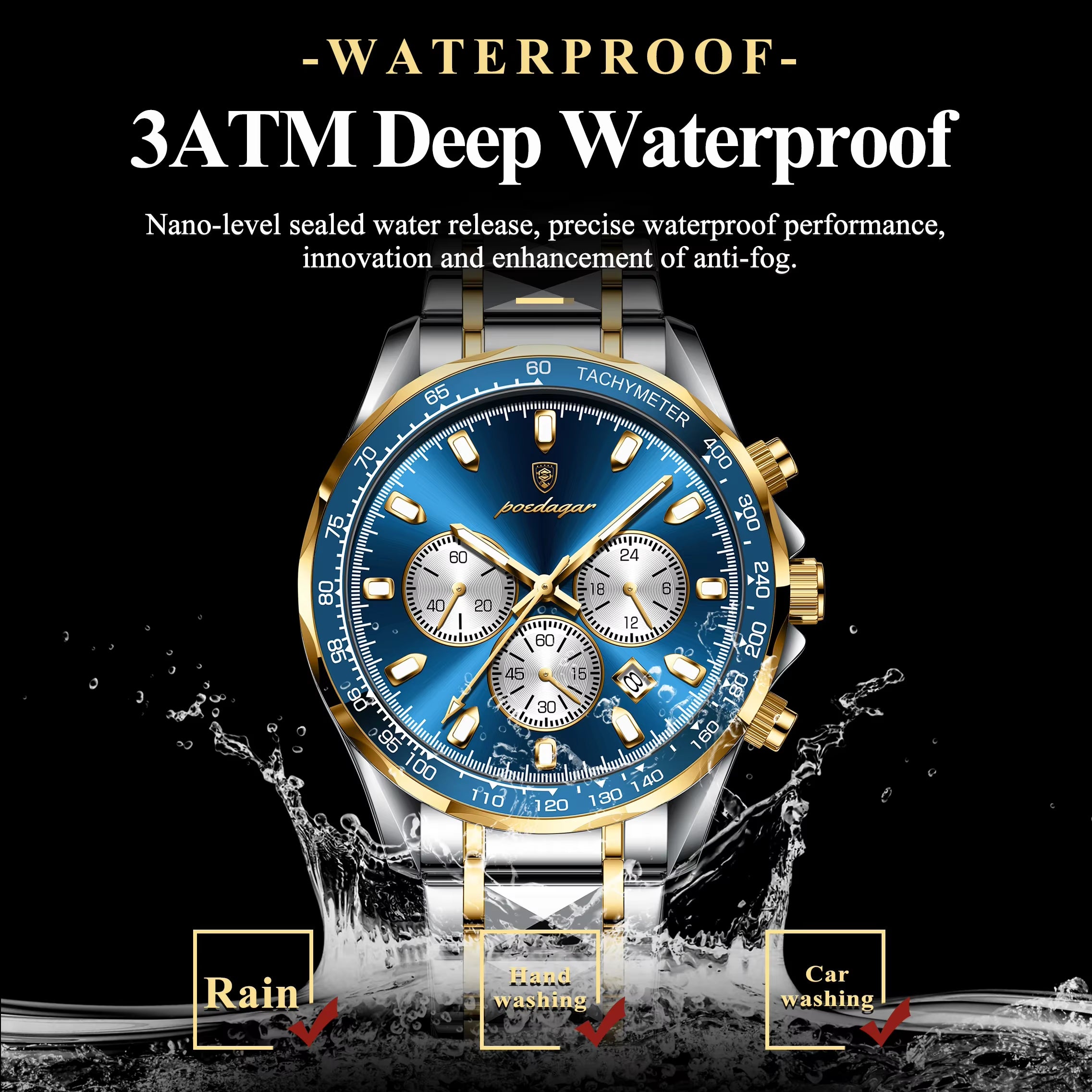 POEDAGAR Luxury Man Wristwatch Waterproof Luminous Date Week Men Watches Stainless Steel Quartz Men'S Watch Male Reloj