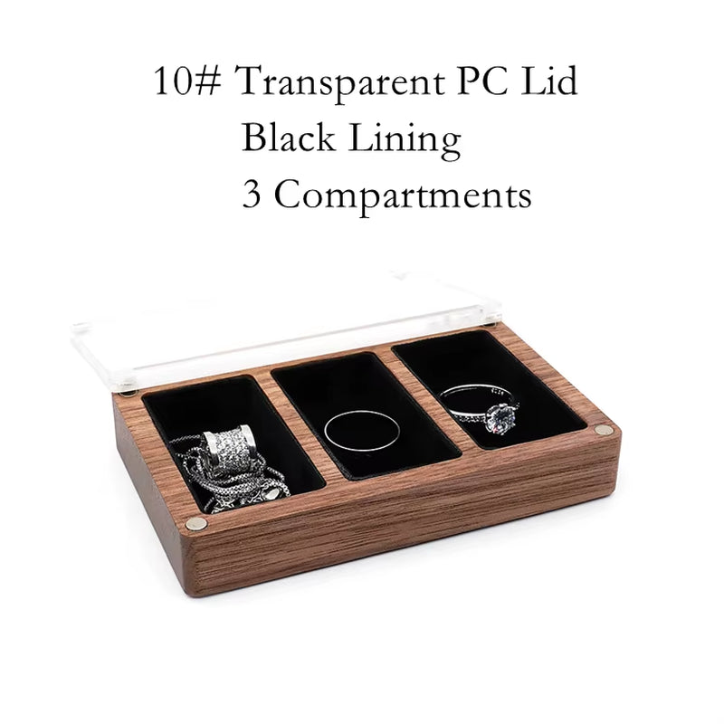 Custom Luxury Walnut Earring Ring Necklace Display Storage Wooden Jewelry Box Organizer