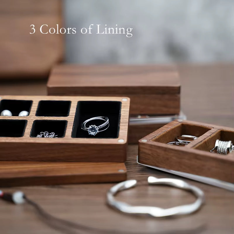 Custom Luxury Walnut Earring Ring Necklace Display Storage Wooden Jewelry Box Organizer