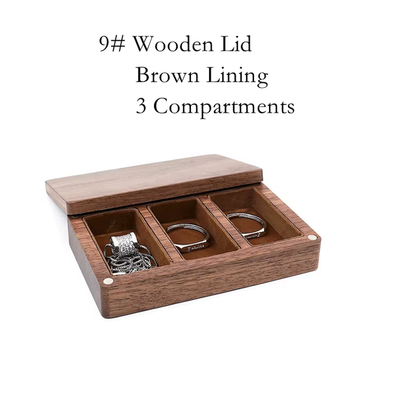 Custom Luxury Walnut Earring Ring Necklace Display Storage Wooden Jewelry Box Organizer