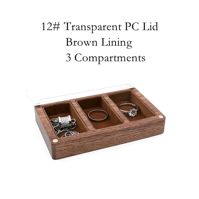 Custom Luxury Walnut Earring Ring Necklace Display Storage Wooden Jewelry Box Organizer